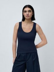 LeGer Top "Kaili" w kolorze granatowym rozmiar: 40. Niebieskie topy LeGer, bez wzorów, z bawełny, bez kołnierzyka, bez ramiączek. Za 100.99 zł.