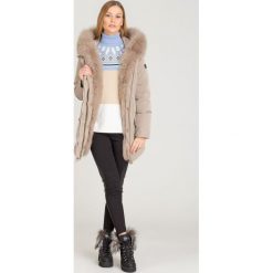 PARKA PUCHOWA NICOLE HETREGO. Brązowe parki HETREGO, z futra, z kapturem. Za 1,650.00 zł.