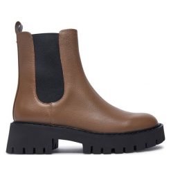 Sztyblety MICHAEL Michael Kors. Brązowe botki MICHAEL Michael Kors, bez wzorów, bez obcasa, na płaskiej podeszwie, bez zapięcia. Za 1,129.00 zł.