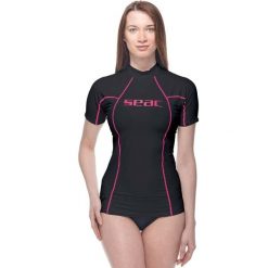 Koszulka do pływania damska SEAC T-Sun. Czarne bluzki SEAC, m, bez wzorów, sportowe, bez kołnierzyka, bez ramiączek. Za 119.99 zł.