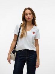 Vero Moda Koszulka w kolorze białym rozmiar: XS. Białe bluzki Vero Moda, xs, bez wzorów, z bawełny, bez kołnierzyka, bez ramiączek. Za 44.19 zł.