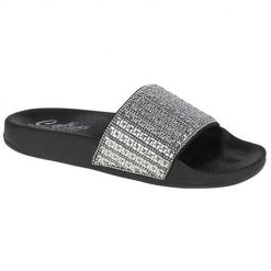 Klapki damskie Skechers Pop Upsnew Spark. Szare klapki Skechers, bez wzorów, z materiału, bez obcasa. Za 189.99 zł.