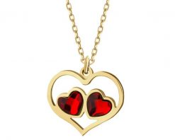 Naszyjnik srebrny ze szlifowany szkłem - serca. Szare naszyjniki Apart, pozłacane. Za 269.00 zł.