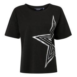 Koszulka Damska Abaya Star Foil Print T-shirt. Czarne bluzki Regatta, s, bez wzorów, bez kołnierzyka, bez ramiączek. Za 44.99 zł.