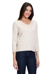 Betty Barclay Sweter w kolorze kremowym rozmiar: 42. Brązowe swetry Betty Barclay, bez wzorów, prążkowane, bez ramiączek. Za 113.99 zł.