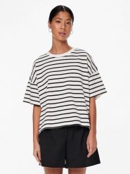 Pieces Koszulka w kolorze biało-czarnym rozmiar: XS. Białe bluzki Pieces, xs, bez wzorów, bez kołnierzyka, bez ramiączek. Za 53.17 zł.