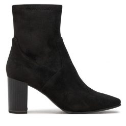 Botki Caprice. Czarne botki Caprice, bez wzorów, bez obcasa, na słupku, bez zapięcia. Za 359.99 zł.
