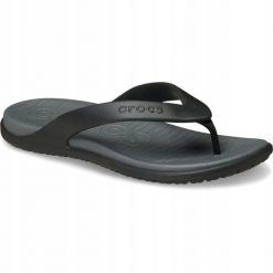 Japonki Dla Dorosłych Crocs Coast Flip. Czarne klapki Crocs, bez wzorów, z materiału, bez obcasa. Za 139.99 zł.