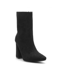 DeeZee Botki RAQUEL HCL230103 Czarny. Czarne botki DeeZee, bez wzorów, z materiału, bez obcasa, na słupku, bez zapięcia. Za 159.99 zł.