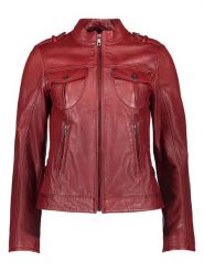 Bugatti Skórzana kurtka w kolorze czerwonym rozmiar: 36. Czerwone kurtki Bugatti, bez wzorów, ze skóry, bez kaptura. Za 717.99 zł.