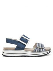 Remonte Sandały CEO-D1J53-14 Niebieski. Niebieskie sandały Remonte, bez wzorów, ze skóry, bez obcasa, na płaskiej podeszwie, bez zapięcia. Za 379.99 zł.