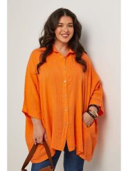 Curvy Lady Lniana koszula w kolorze pomarańczowym rozmiar: 48/50. Pomarańczowe koszule Curvy Lady, bez wzorów, ze lnu, klasyczne, z asymetrycznym kołnierzem, bez ramiączek. Za 140.95 zł.