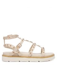 Patrizia Pepe Sandały PPJ398.02 Kremowy. Białe sandały Patrizia Pepe, bez wzorów, ze skóry, bez obcasa, na płaskiej podeszwie, bez zapięcia. Za 489.99 zł.