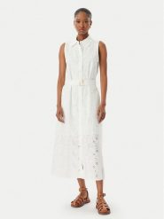 LOLA CASADEMUNT Sukienka koszulowa LS2616144 Biały Regular Fit. Białe sukienki LOLA CASADEMUNT, s, bez wzorów, z bawełny, bez kołnierzyka, bez ramiączek, koszulowe. Za 712.99 zł.