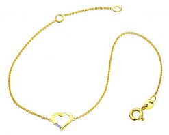 Bransoletka z żółtego złota z diamentami - serce - 0,006 ct - próba 375. Żółte bransoletki Apart, z diamentem, złote. Za 759.00 zł.