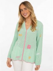 Zwillingsherz Bluzka "Smile & Amore" w kolorze zielonym rozmiar: onesize. Zielone bluzki Zwillingsherz, bez wzorów, z wiskozy, bez kołnierzyka, bez ramiączek. Za 104.99 zł.