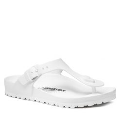 Japonki Birkenstock. Białe klapki Birkenstock, bez wzorów, bez obcasa. Za 149.99 zł.