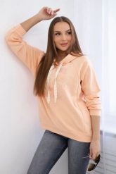 Bluza bawełniana z kapturem brzoskwiniowa. Pomarańczowe bluzy Kesi Włoski, l, bez wzorów, z bawełny, z kapturem. Za 313.67 zł.