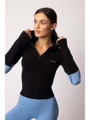 Spaio Bluza sportowa "Adapt" w kolorze czarno-błękitnym rozmiar: M. Czarne bluzy Spaio, bez wzorów, z materiału, bez ramiączek, outdoorowe. Za 208.99 zł.