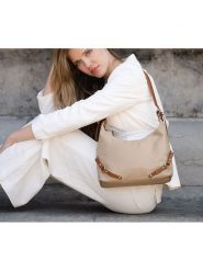 Anna Morellini Skórzana torebka "Marinella" w kolorze beżowym - 31 x 22 x 10 cm rozmiar: onesize. Brązowe torby na ramię Anna Morellini, bez wzorów, z materiału, na ramię, bez dodatków. Za 304.99 zł.