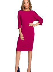 Stylove Sukienka w kolorze różowym rozmiar: XL. Różowe sukienki Stylove, xl, bez wzorów, bez kołnierzyka, bez ramiączek, midi. Za 184.02 zł.
