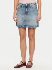 Tommy Hilfiger Spódnica jeansowa WW0WW44334 Niebieski Regular Fit. Niebieskie spódnice TOMMY HILFIGER, bez wzorów, z bawełny. Za 369.99 zł.