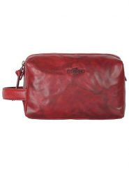 WEZBEY Skórzana kosmetyczka "Adrian" w kolorze czerwonym - 22 x 11 x 8 cm rozmiar: onesize. Czerwone kufry i kosmetyczki WEZBEY, bez wzorów, z materiału, bez dodatków. Za 121.99 zł.