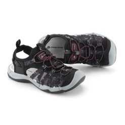 Sandały damskie turystyczne z zakrytym noskiem Alpine Pro Korema. Czarne sandały Alpine Pro, bez wzorów, bez obcasa, bez zapięcia. Za 299.00 zł.