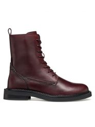 Geox Botki D Serilda D46WYG 00043 C7011 Bordowy. Czerwone botki Geox, z aplikacjami, ze skóry, bez obcasa, na płaskiej podeszwie, bez zapięcia. Za 589.99 zł.