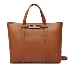 Torebka Armani Exchange. Brązowe shopper Armani Exchange, bez wzorów, bez dodatków. Za 709.99 zł.