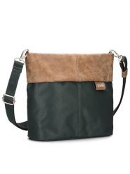 Zwei Torebka w kolorze beżowo-ciemnozielonym - 25 x 23 x 10 cm rozmiar: onesize. Zielone torby na ramię Zwei, bez wzorów, z materiału, na ramię, bez dodatków. Za 153.71 zł.