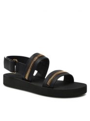 Giuseppe Zanotti Sandały E200028 Czarny. Czarne sandały Giuseppe Zanotti, bez wzorów, ze skóry, bez obcasa, na płaskiej podeszwie, bez zapięcia. Za 1,099.00 zł.