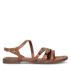 Sandały Lasocki. Brązowe sandały Lasocki, bez wzorów, bez obcasa, na płaskiej podeszwie, bez zapięcia. Za 139.99 zł.