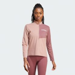 Koszulka Terrex Multi Climacool 1/2 Zip Long Sleeve. Czerwone bluzki Adidas, s, bez wzorów, sportowe, bez kołnierzyka, bez ramiączek. Za 259.00 zł.