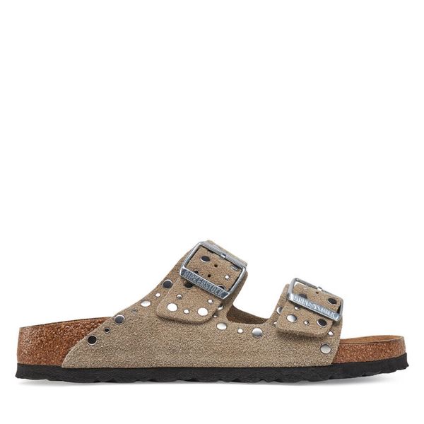 Klapki Birkenstock. Brązowe klapki Birkenstock, bez wzorów, bez obcasa. Za 679.99 zł.