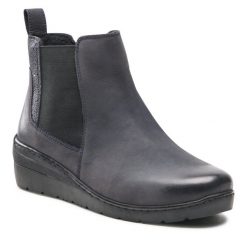 Botki Go Soft. Niebieskie botki GO SOFT, bez wzorów, bez obcasa, na koturnie, bez zapięcia. Za 119.99 zł.