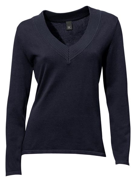 Heine Sweter w kolorze granatowym rozmiar: 44. Niebieskie swetry Heine, bez wzorów, z bawełny, bez ramiączek. Za 81.95 zł.