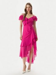 Morgan Sukienka koktajlowa 251-RJOLIE Różowy Regular Fit. Czerwone sukienki Morgan, bez wzorów, z syntetyku, wizytowe, bez kołnierzyka, bez ramiączek. Za 399.99 zł.