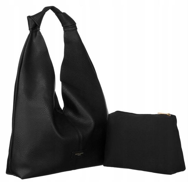 Worek czarny David Jones CM6602. Czarne torebki klasyczne David Jones, bez wzorów, ze skóry ekologicznej, bez dodatków. Za 169.99 zł.