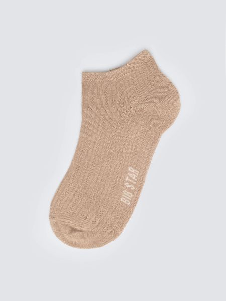 Stopki damskie ażurowe beżowe Holiana 801. Brązowe skarpety Big Star, w ażurowe wzory, ze skóry. Za 19.99 zł.