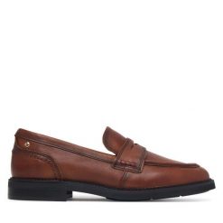 Lordsy Pikolinos. Brązowe lordsy Pikolinos, bez wzorów, bez obcasa, bez zapięcia. Za 649.99 zł.