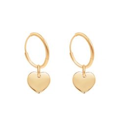 Kolczyki koła 1,4 cm z pozłacanymi sercami. Żółte kolczyki Lilou, pozłacane. Za 277.00 zł.