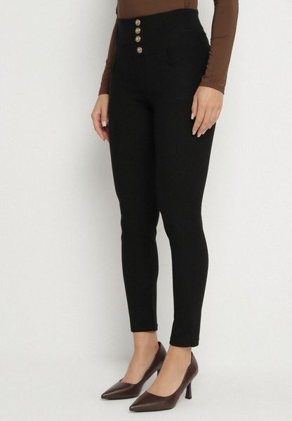 Czarne Spodnie Skinny z Wysokim Stanem i Aplikacjami w Kształcie Guzików Wedarise. Czarne spodnie materiałowe Born2be, na co dzień, s, z aplikacjami, z jeansu, z podwyższonym stanem. Za 24.99 zł.