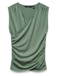 Vero Moda Bluzka w kolorze zielonym rozmiar: XS. Zielone bluzki Vero Moda, xs, bez wzorów, bez kołnierzyka, bez ramiączek. Za 84.99 zł.
