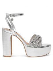 Nine West Sandały WFA2736-1 Srebrny. Szare sandały Nine West, bez wzorów, z syntetyku, bez obcasa, na słupku, bez zapięcia. Za 179.99 zł.
