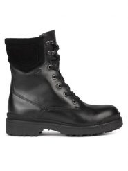 Geox Trzewiki D36UPA-04322 C9999 Czarny. Czarne botki Geox, bez wzorów, ze skóry, bez obcasa, na płaskiej podeszwie, bez zapięcia. Za 719.99 zł.