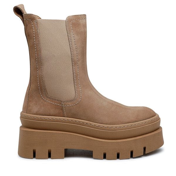 Sztyblety Badura. Brązowe botki Badura, bez wzorów, bez obcasa, na płaskiej podeszwie, bez zapięcia. Za 319.99 zł.