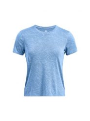Koszulka do biegania damska Under Armour UA Launch Camo Shortsleeve - niebieska. Niebieskie bluzki Under Armour, m, bez wzorów, z dzianiny, bez kołnierzyka, bez ramiączek. W wyprzedaży za 74.99 zł.