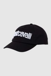 JUST CAVALLI Czapka z daszkiem 3d Up z białym logo. Czarne czapki Just Cavalli, bez wzorów. W wyprzedaży za 129.99 zł.