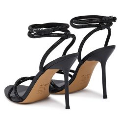 Sandały Aldo. Czarne sandały Aldo, bez wzorów, bez obcasa, na szpilce, bez zapięcia. Za 419.99 zł.